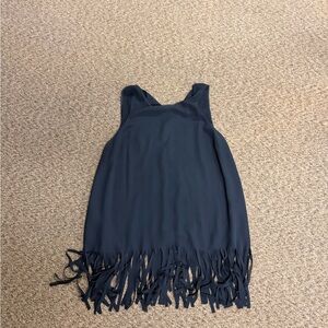 Vince Camuto Navy Fringe Tank Top
